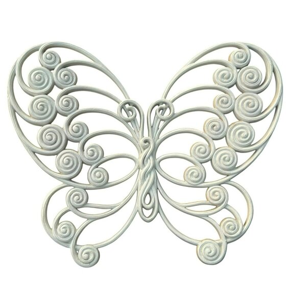 VTG Homco Single Large Butterfly White Wall Hanging Decor BOHO 70's MCM 12"x10" - Picture 1 of 7